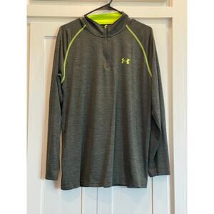 Under Armour Green and Neon 1/4 zip long sleeve Heat Gear Large